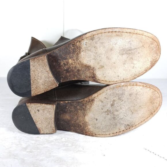 Frye Women's Melissa US8B Brown Leather Back Zip Button Ankle Booties Boots - Picture 9 of 16